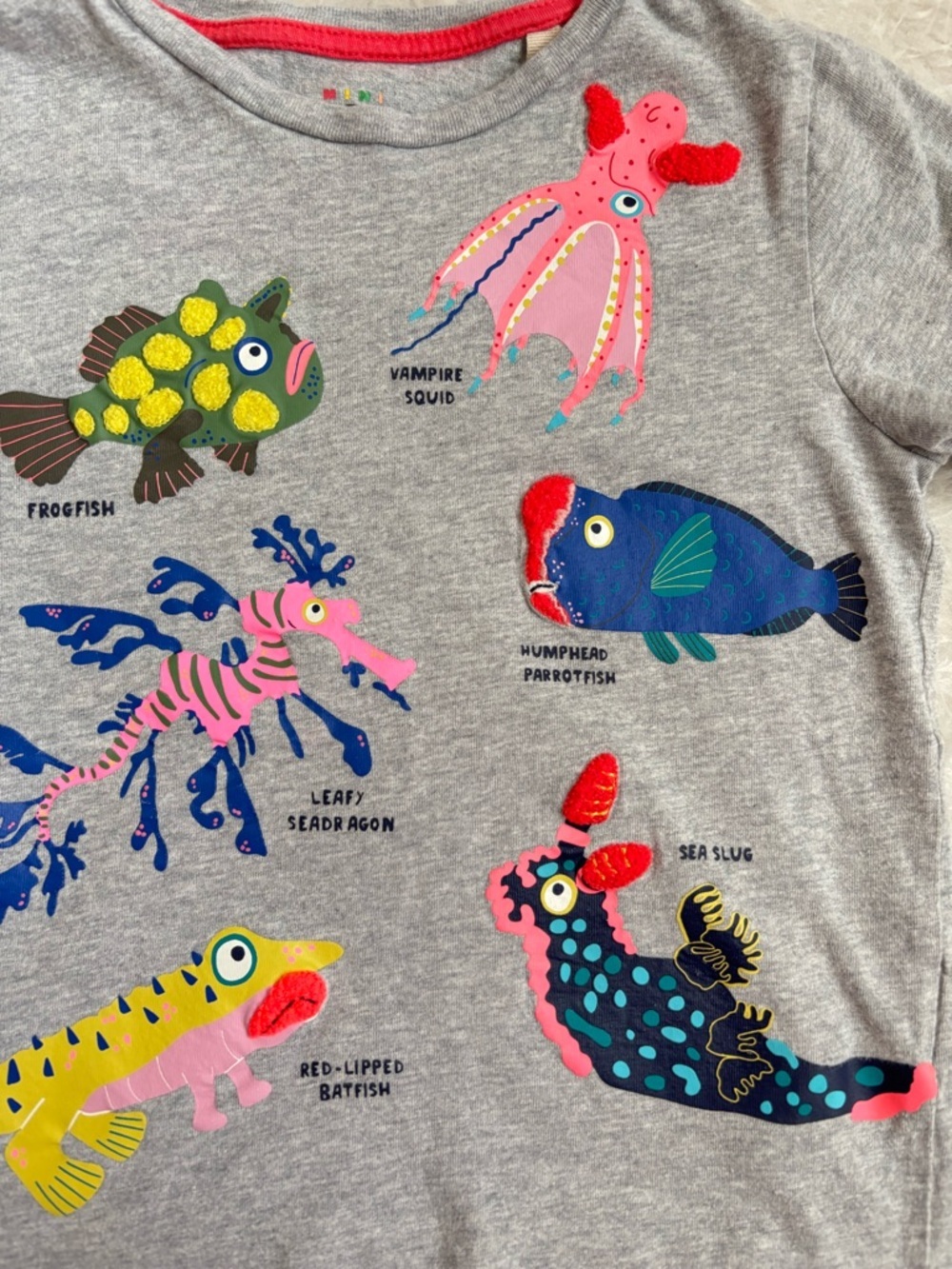 Boden Boys’ Gray Tee with Colorful Deep Sea Creature Graphics - Picture 3 of 4